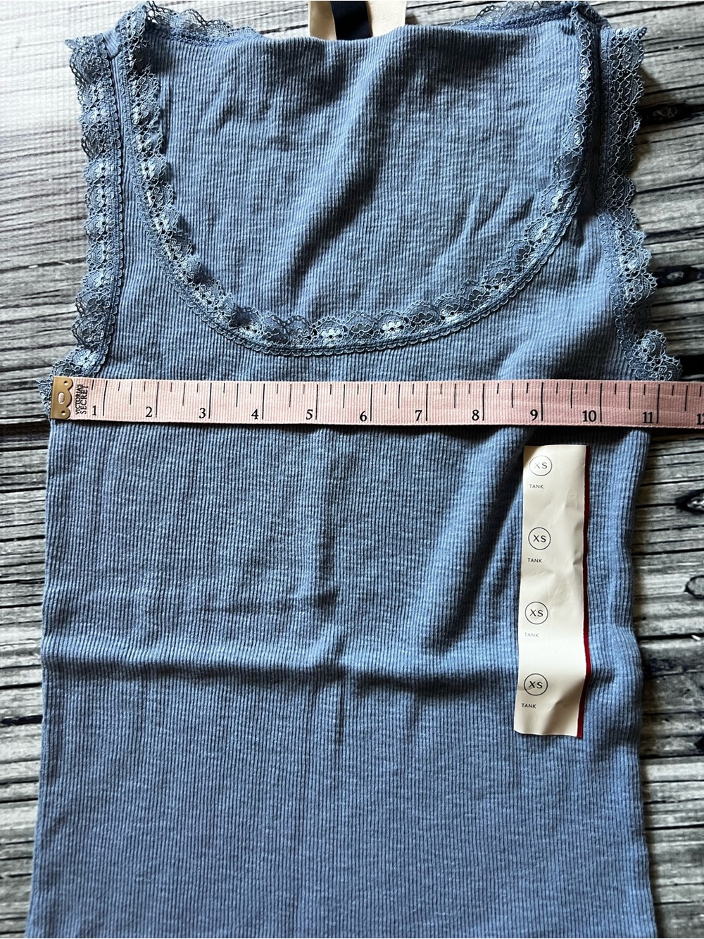 Universal Thread Blue Ribbed Lace-Trim Tank Top - Picture 4 of 5